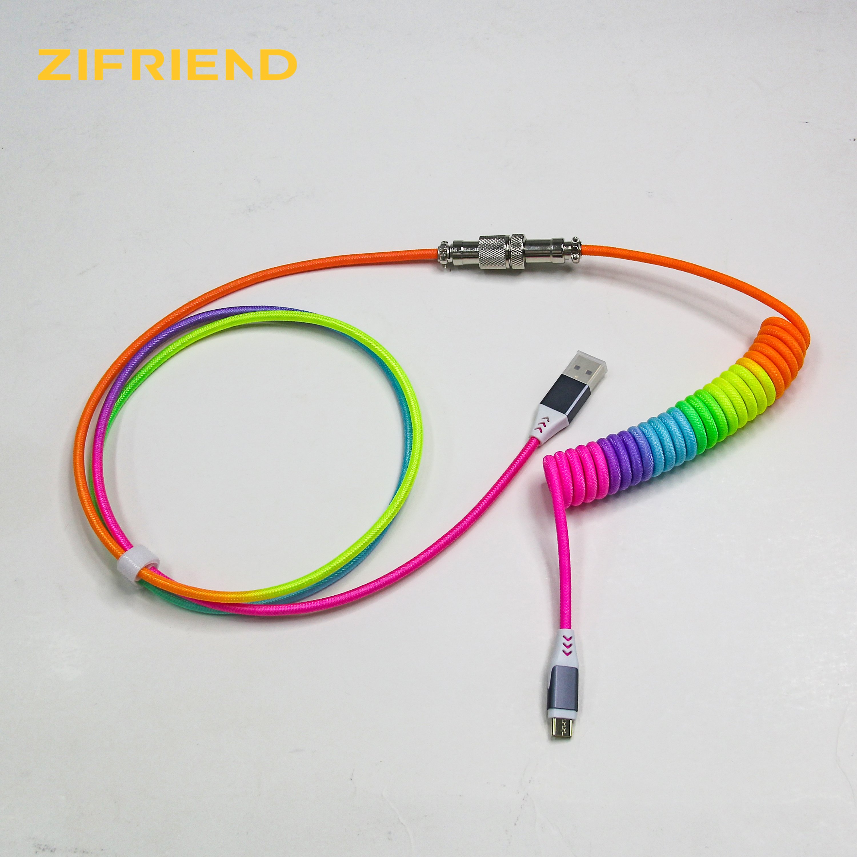 ZF Custom Gaming Keyboard Accessories with 1m Coiled Type C USB Port Cable Mechanical Keyboard and Aviator Coiling Cable