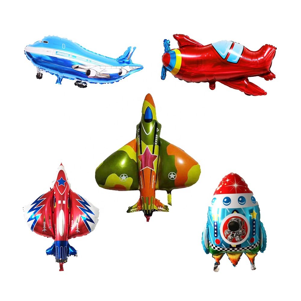Aircraft Helicopter Accessories Advertising Decoration Flying Plane Helium Mylar Foil Red Blue White Airplane Shape Balloon