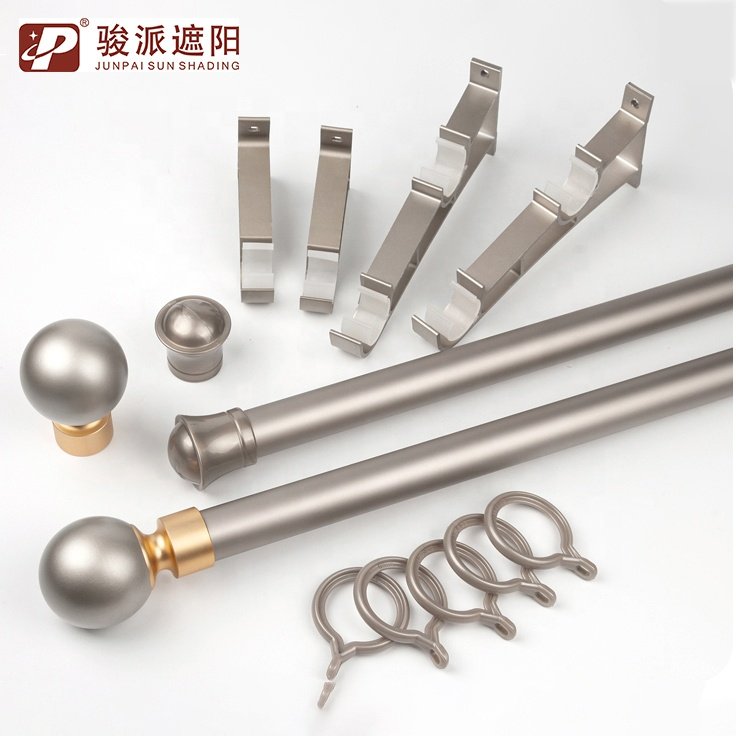 Quality Double Curtain Rod Poles with Round Aluminum Finials Popular One-Shaped Track Accessory for Windows