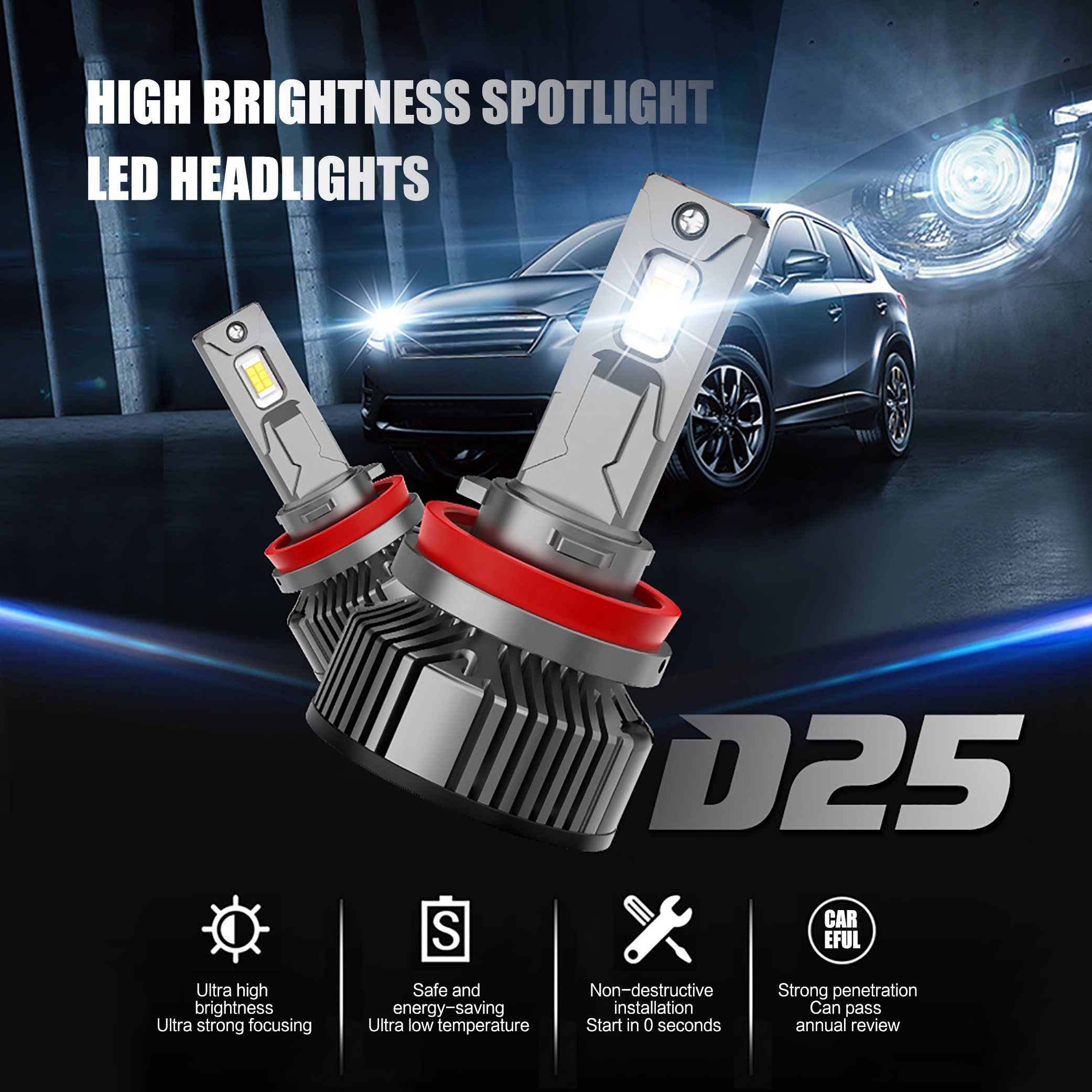 Oem Wholesale Auto Lighting Systems Car Lights H1 H3 H7 H11 9005 Car Led Light Motorcycle Bulb Led Headlights H4