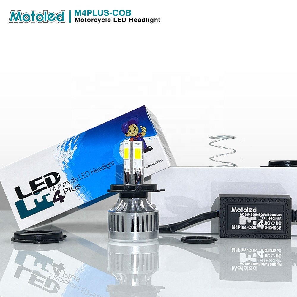 Motoled AC/DC8-80V M4PLUS-COB 60W 6000LM 4 SIde Emitting Motorcycle LED Bulb Headlight