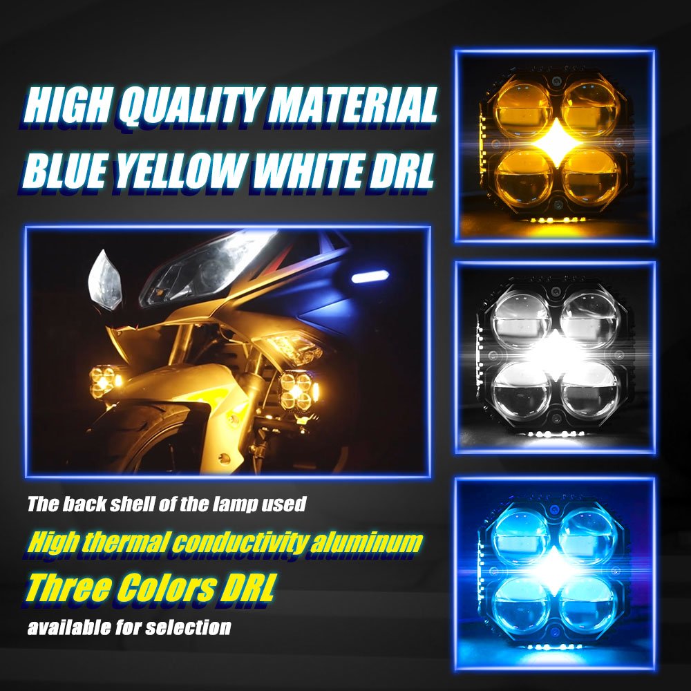 MOTOLED Focos Auxiliares Led Para Moto Luces Exploradoras 50 60 70 80 100 140 180 Watts Con Interruptor Y Soporte De Fijacion