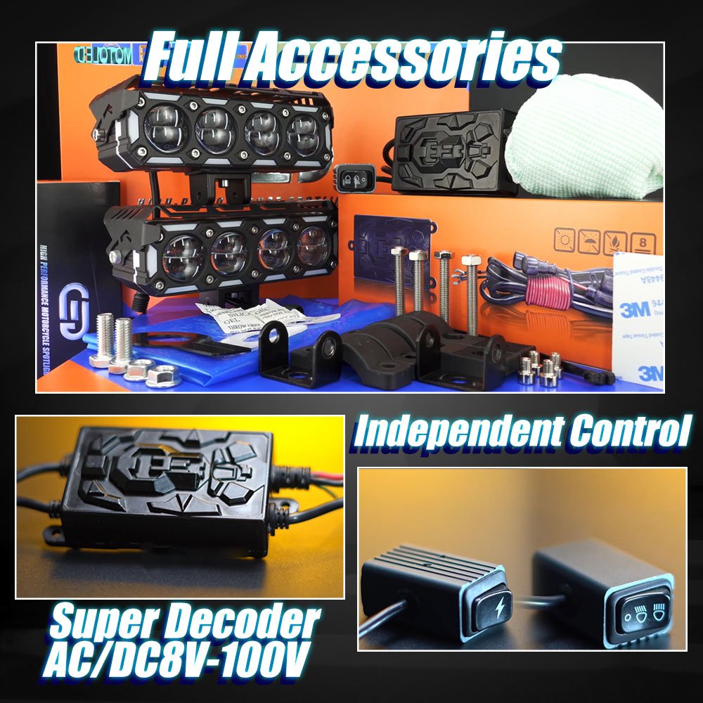 MOTOLED New Arrival Motorcycle Spotlights External Mini Driving Light Led 2 3 4 5 6 Lens with Switch Bracket