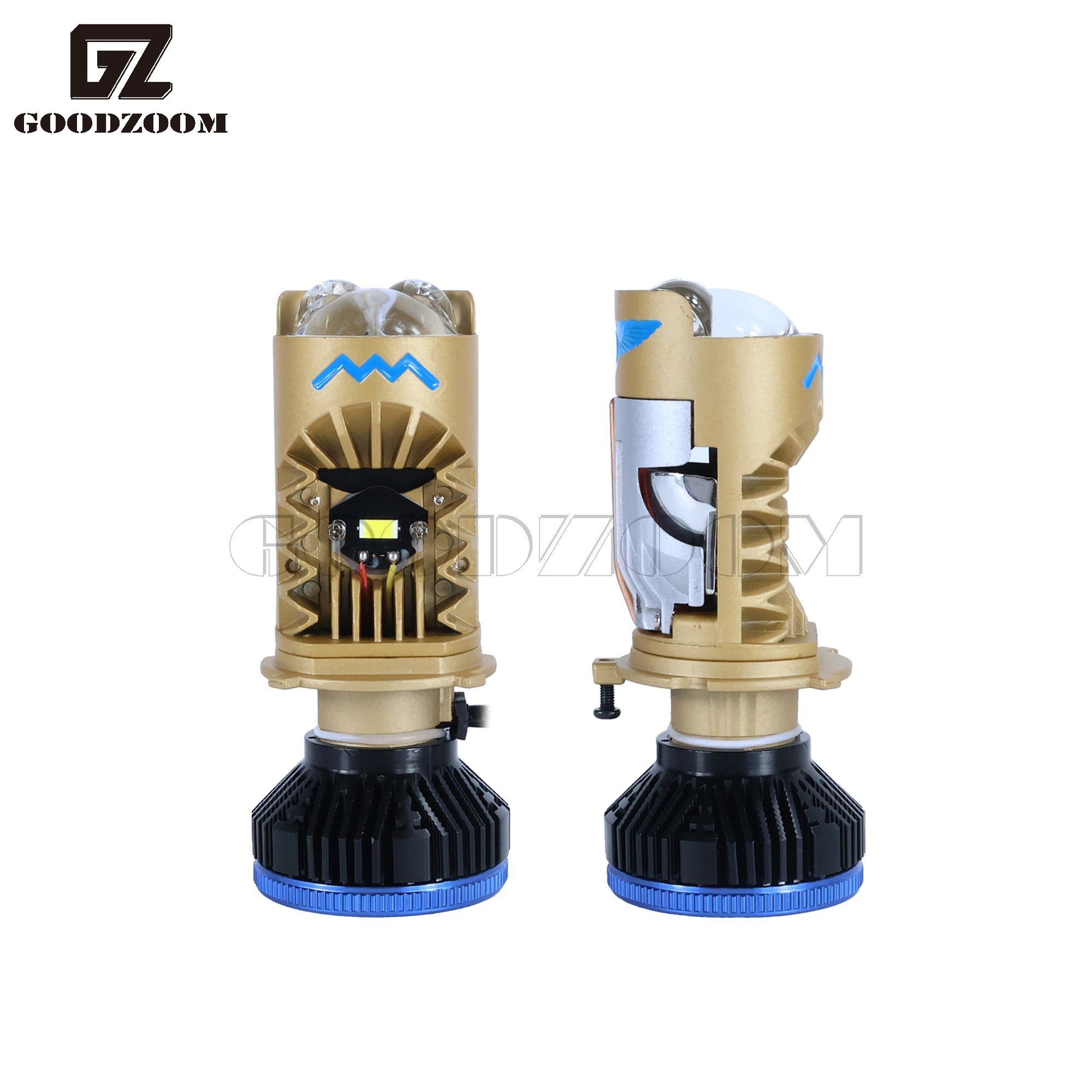 GOODZOOM Motorcycle Car H4 Biled Projector Lenses Headlight High Low Beam Headlights 3570 Bi LED Mini Projector Lens 44W 65W