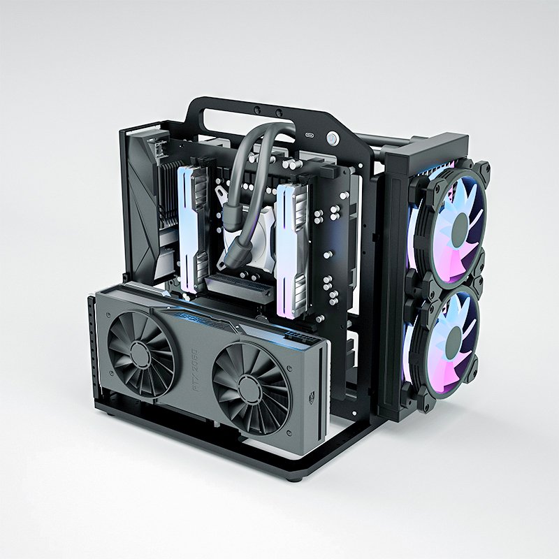 Socooler Custom Full Tower Open Frame PC Case M-ATX Accessories Compatible with RTX 4060 GPU Customized for Users