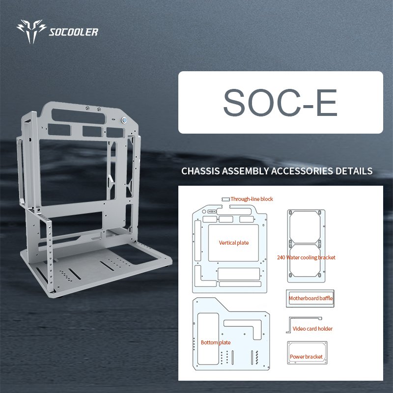 Socooler Custom Full Tower Open Frame PC Case M-ATX Accessories Compatible with RTX 4060 GPU Customized for Users