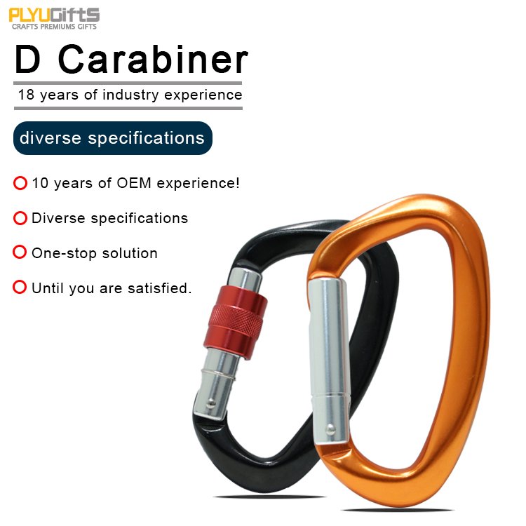 Factory Promotion Heavy Duty Aviation Aluminium Screw Auto Lock Karabiner 12kn/25kn Locking Climbing Carabiner Hook