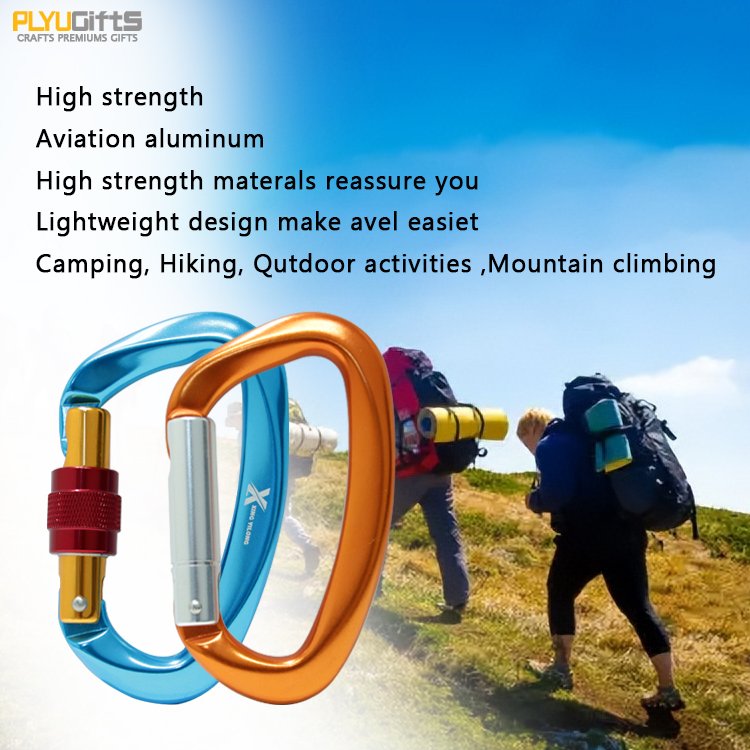 Factory Promotion Heavy Duty Aviation Aluminium Screw Auto Lock Karabiner 12kn/25kn Locking Climbing Carabiner Hook