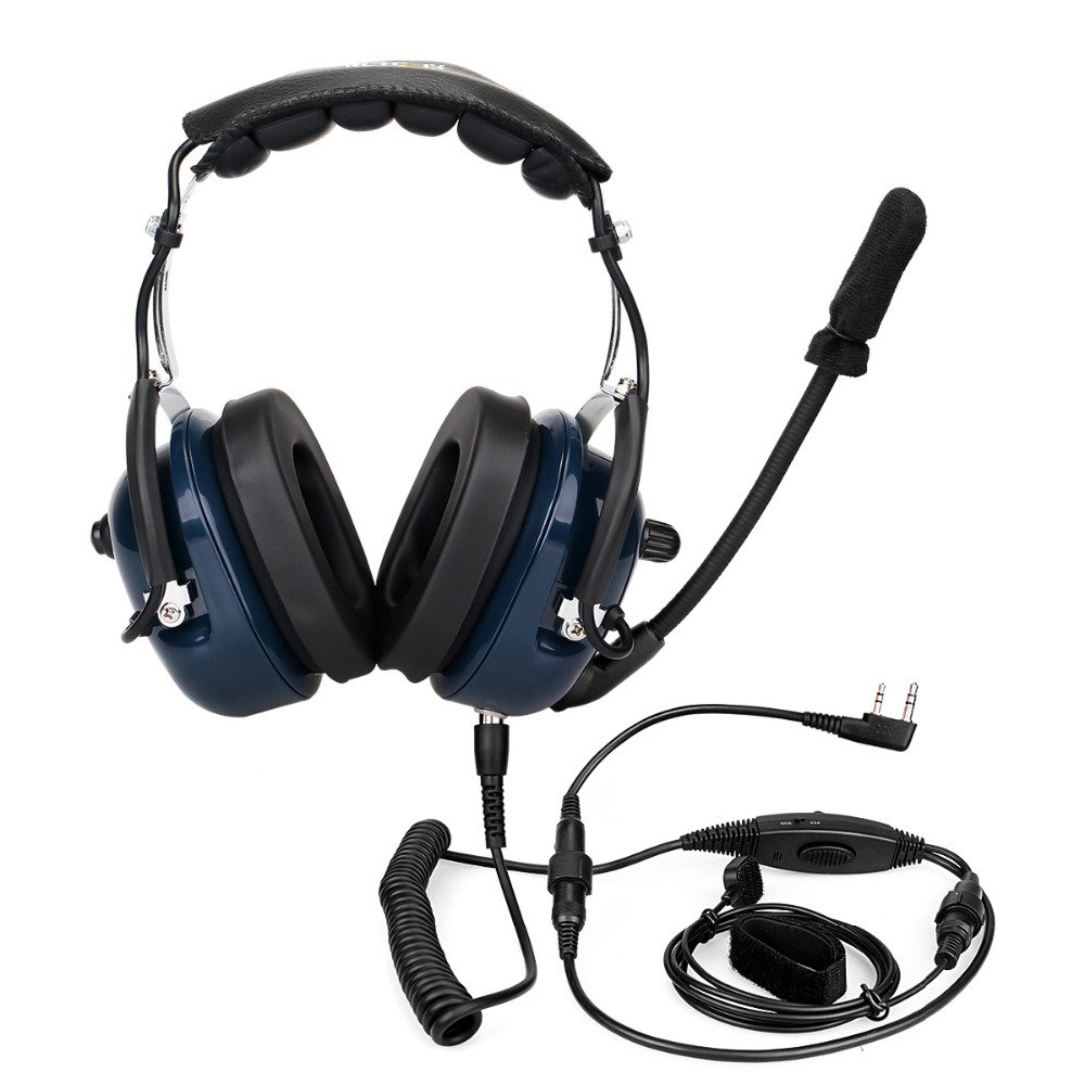 Top Sales Noise Cancelling Aviation Microphone Headset Walkie Talkie Wired Headphones for Kenwood Motorola Baofeng Radio