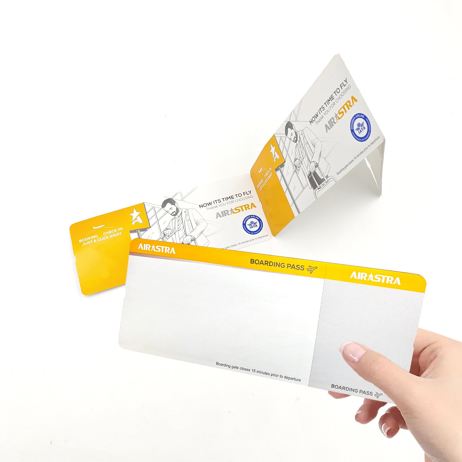 Custom Printing Tourist Attraction Ticket Thermal Coated Cardboard Flight Event Ticket Airline Boarding Pass Paper Flight Ticket