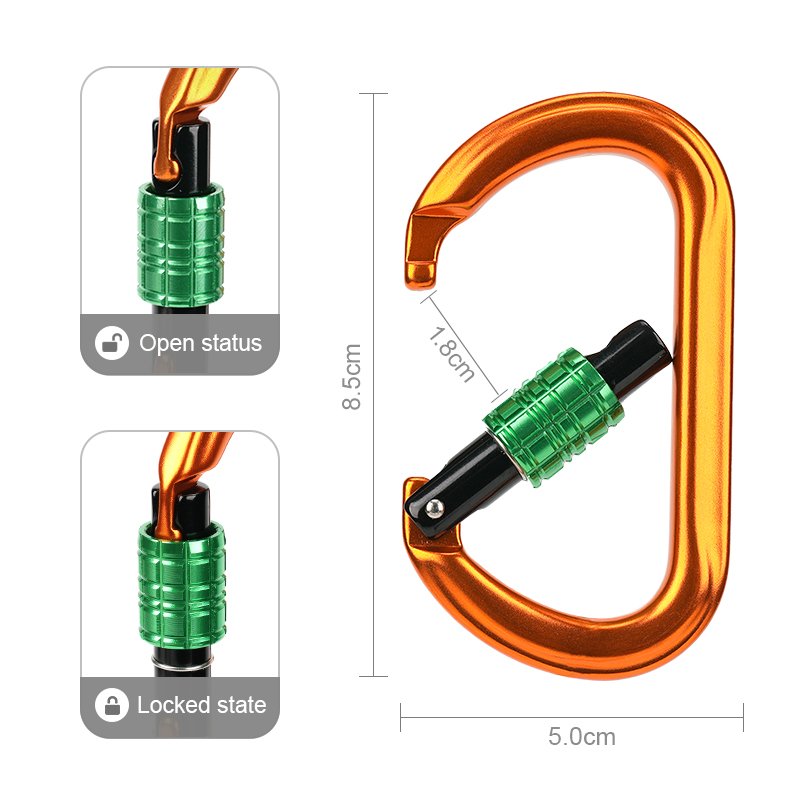 12kN 7075 Aluminum Alloy Carabiner With Screw Lock