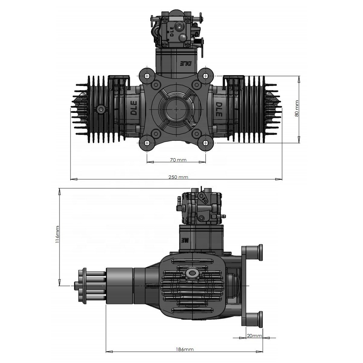 DLE120 RC Model Aircraft Gas Engine for Remote Control Gasoline Airplane 12HP 7500RPM Enige Parts