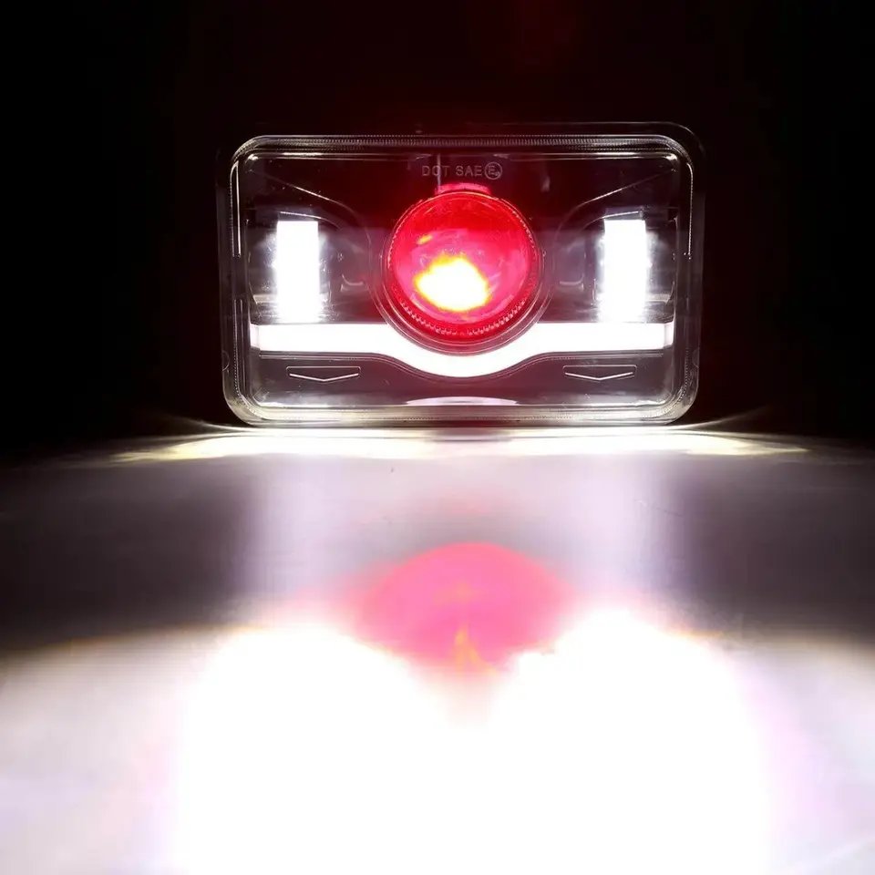 7x6" 5x7" Universal Car LED Headlight Strobe Red Blue Headlamp Turn Signal Lamp High Low Beam Spot/flood Light Car Accessories