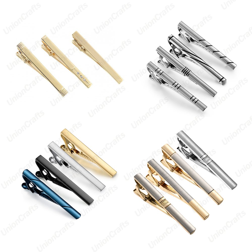 Wholesale Fine Men Tie Clip and Cuff Link Cufflinks Bar Blank Custom Logo Business Clip on Tie Aviation Gift Tie Clip With Chain