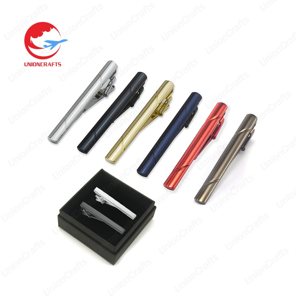 Wholesale Fine Men Tie Clip and Cuff Link Cufflinks Bar Blank Custom Logo Business Clip on Tie Aviation Gift Tie Clip With Chain