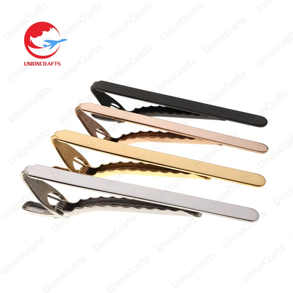 Wholesale Fine Men Tie Clip and Cuff Link Cufflinks Bar Blank Custom Logo Business Clip on Tie Aviation Gift Tie Clip With Chain
