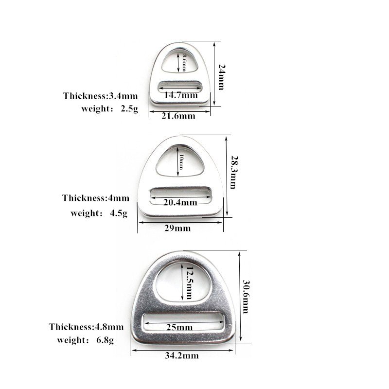 Custom Aluminum Dog Collar D Ring Triangle Ring Pet Harness Hardware 16mm 20mm 25mm 32mm 38mm