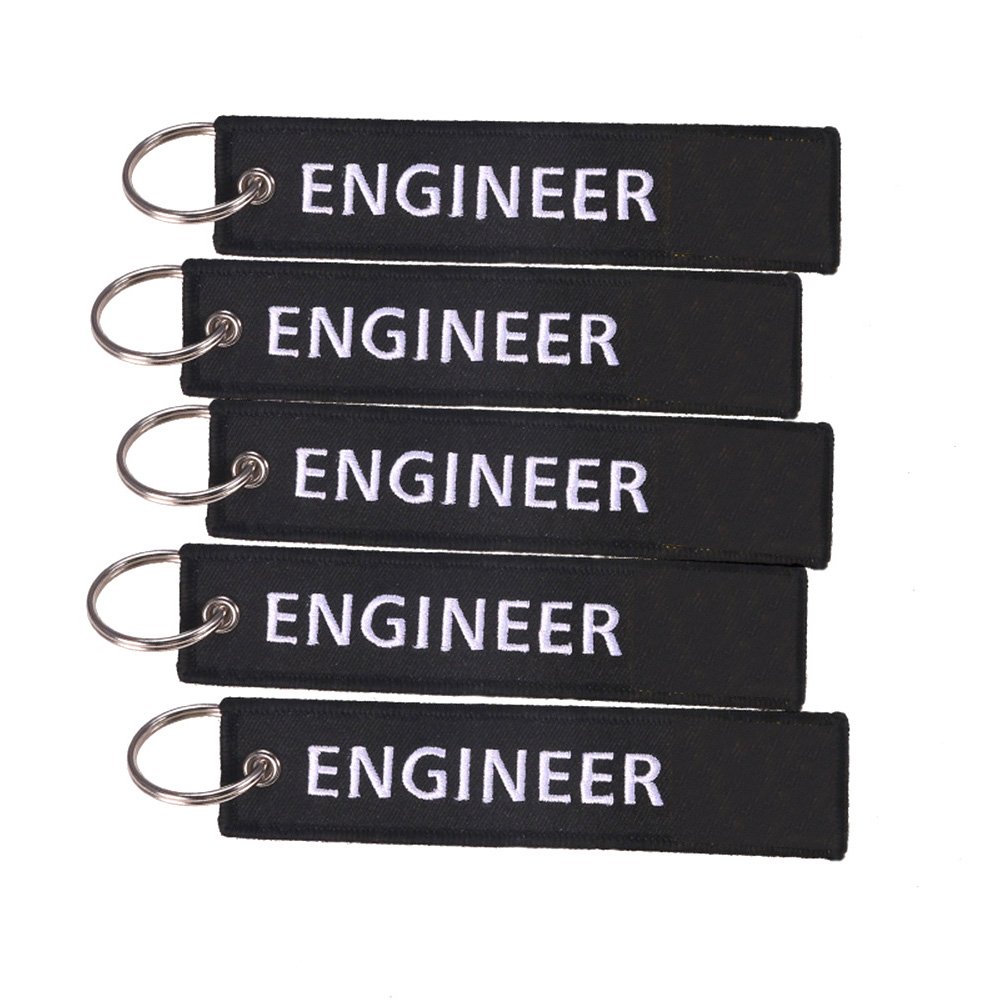 Custom Woven Key Chain Tag Strap Jet Tag Embroidered Keyring Text Motorcycle Patch Black Embroidery Logo Flight Keychain Key Tag