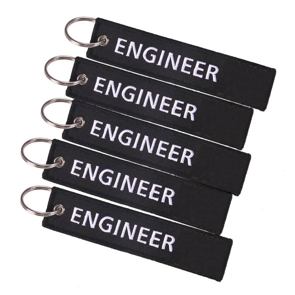 Custom Woven Key Chain Tag Strap Jet Tag Embroidered Keyring Text Motorcycle Patch Black Embroidery Logo Flight Keychain Key Tag