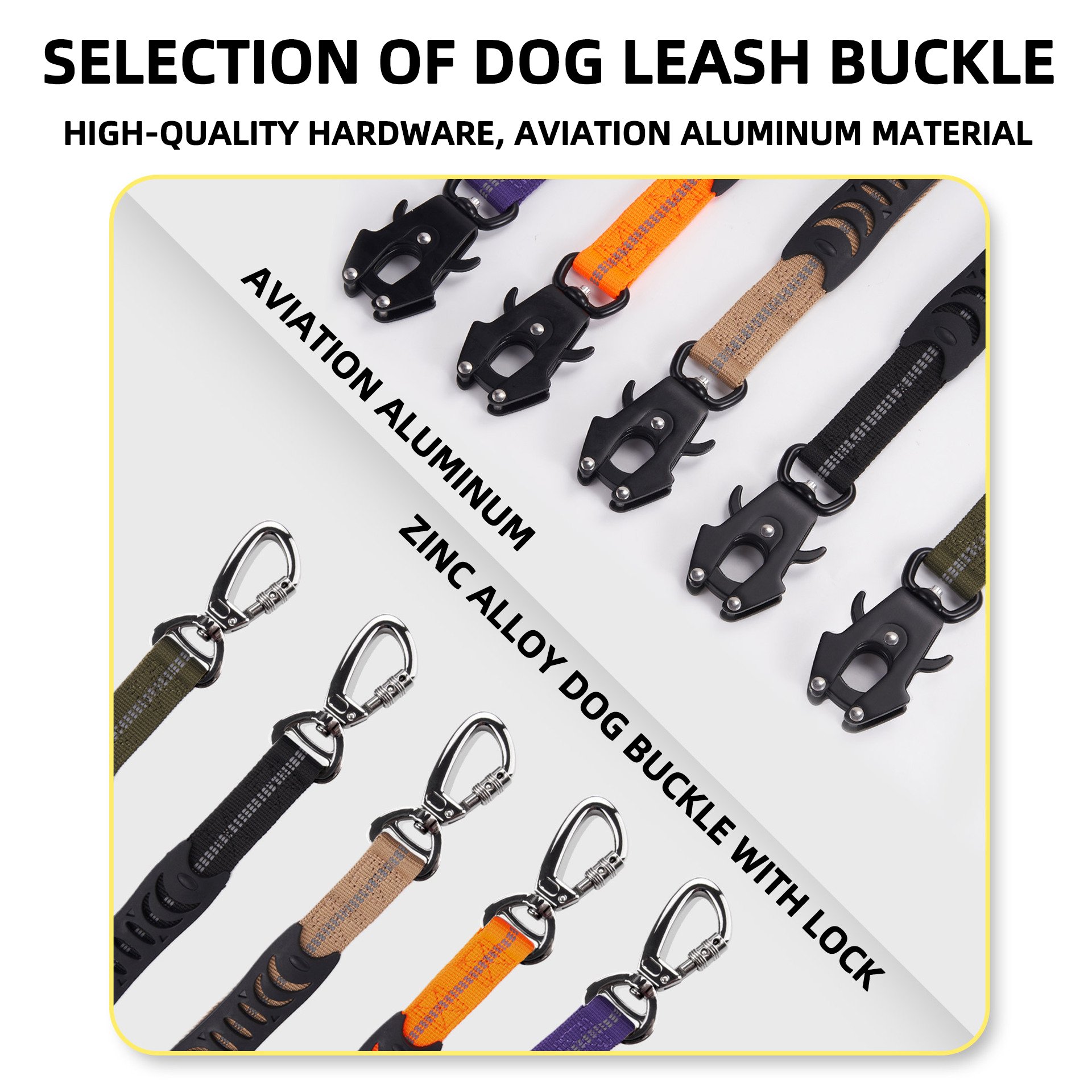 Customized Luxury Pet Dog Leash Personalized Aviation Aluminum Accessories Solid Frog Buckle Nylon Reflective Dog Chain