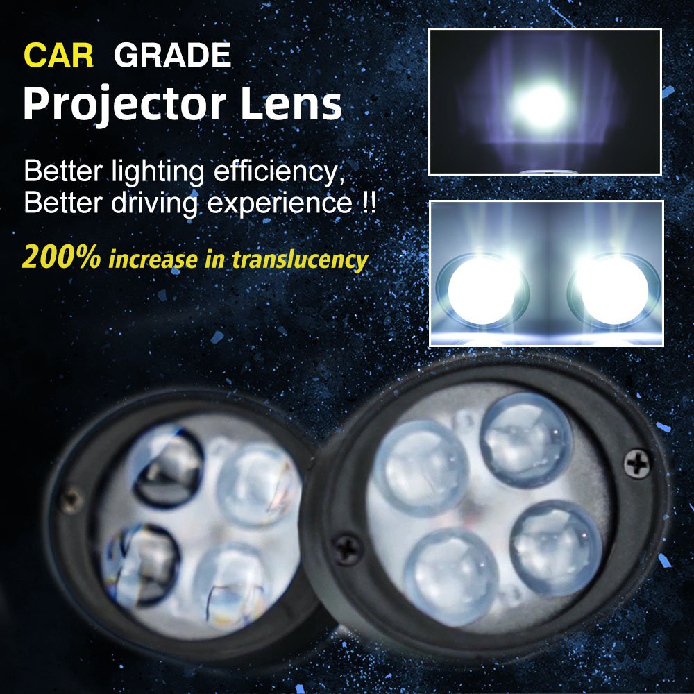 MOTOLED 2PCS 12V Moto Side Mirror Fog Light Auxiliary Led Mini Motorcycle Spotlights 6 Lamp 18W 1800LM