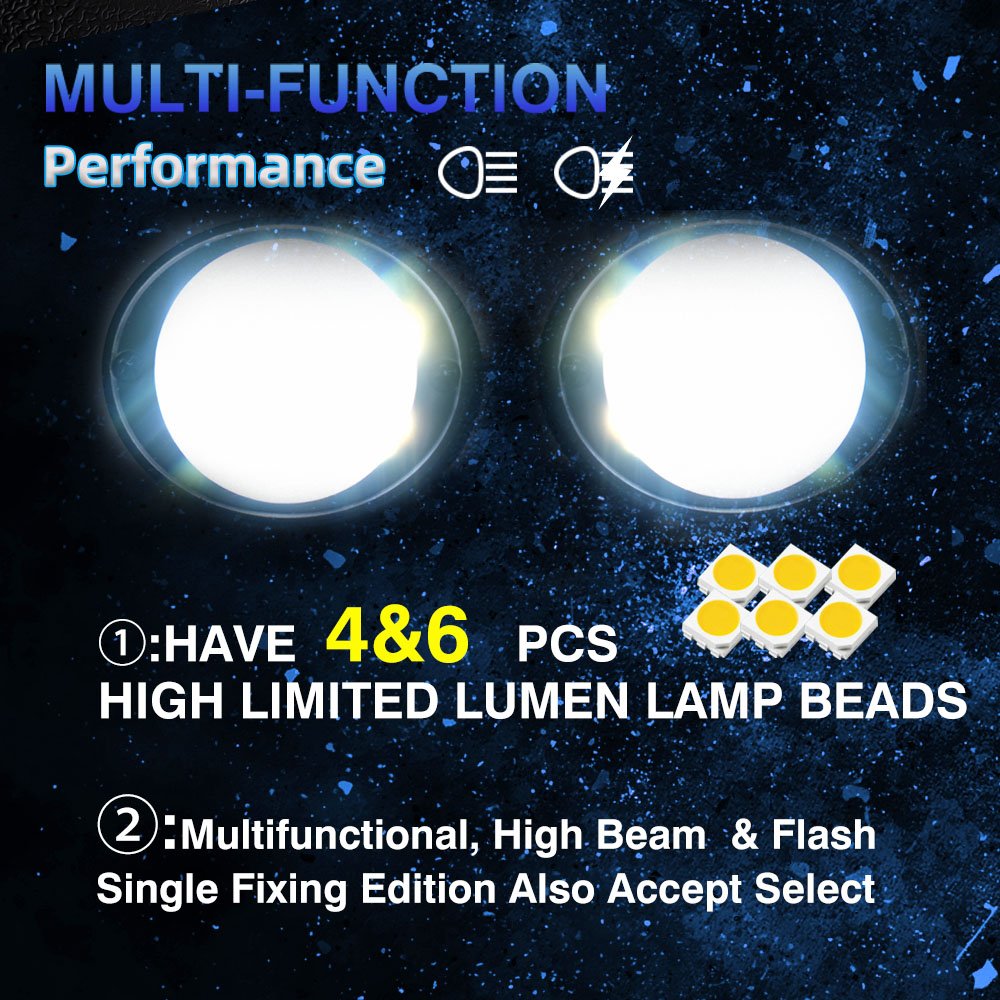 MOTOLED 2PCS 12V Moto Side Mirror Fog Light Auxiliary Led Mini Motorcycle Spotlights 6 Lamp 18W 1800LM