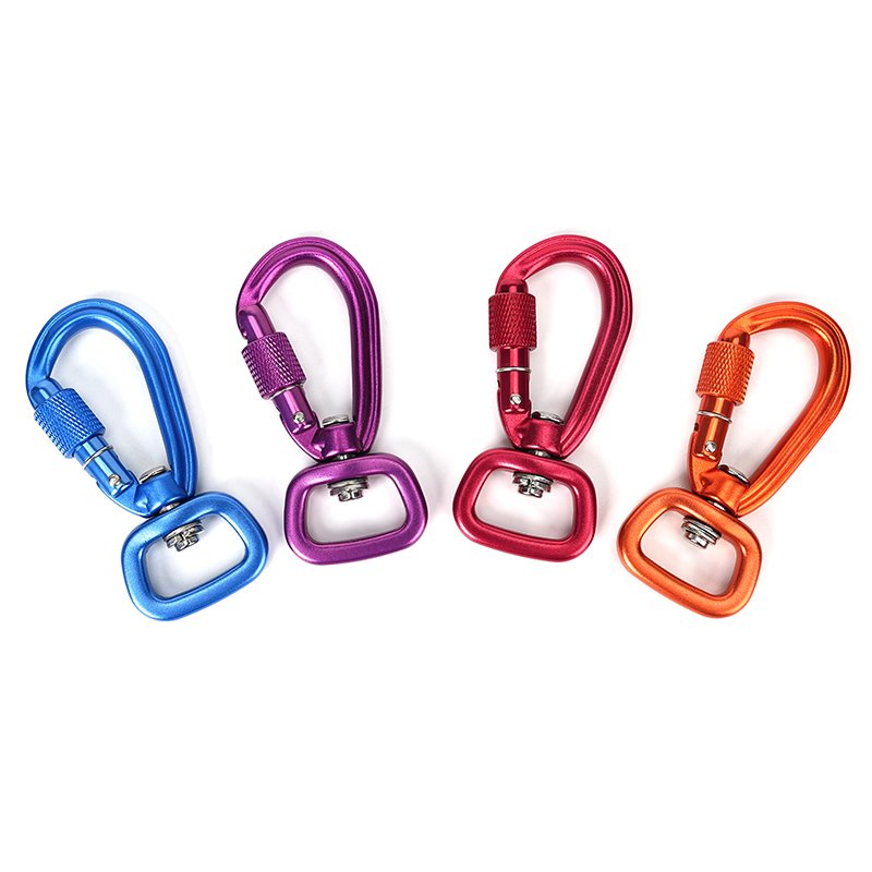 4kN Factory Sales Dog Hook Leash Self Swivel Rock Carabiner Hook Aluminum Swivel Snap Hooks