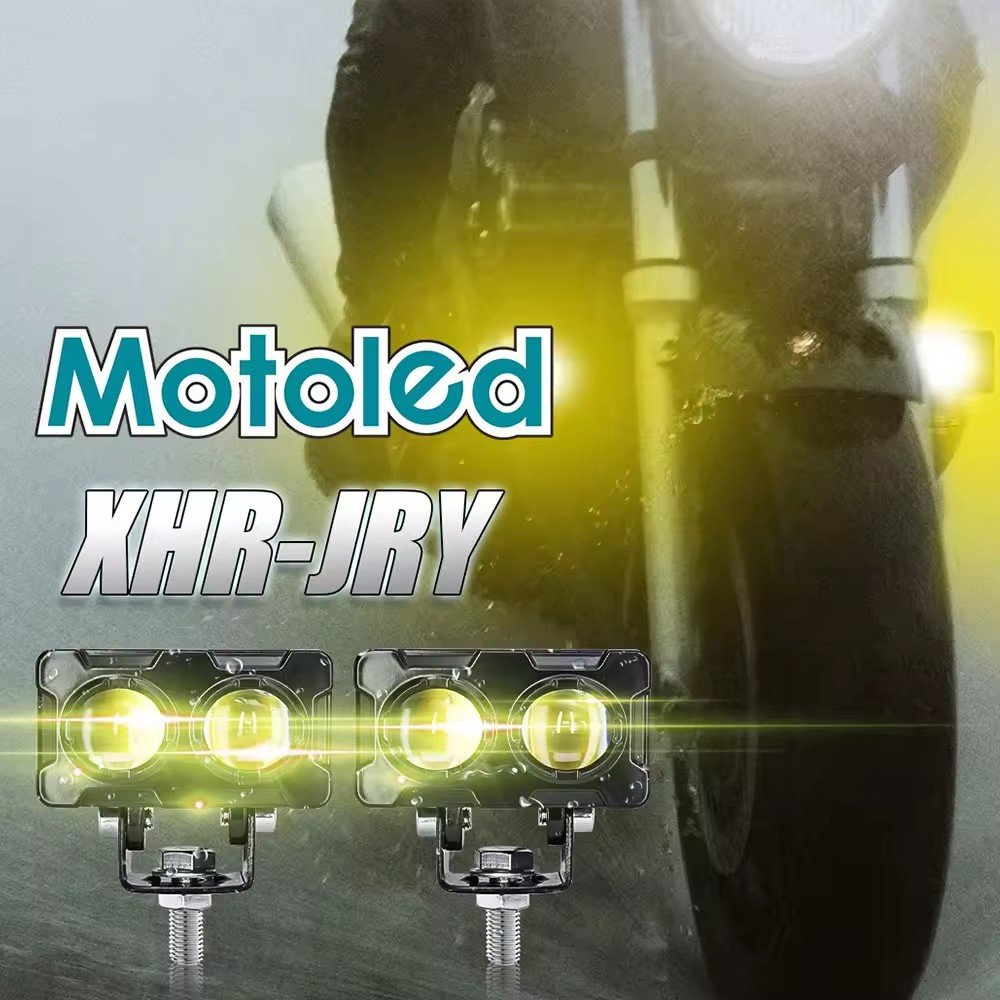 MOTOLED Exploradoras Para Moto Luces Mini Spot Light Led Lente De Doble Proyector Amarillo Blanco 20W 2000LM