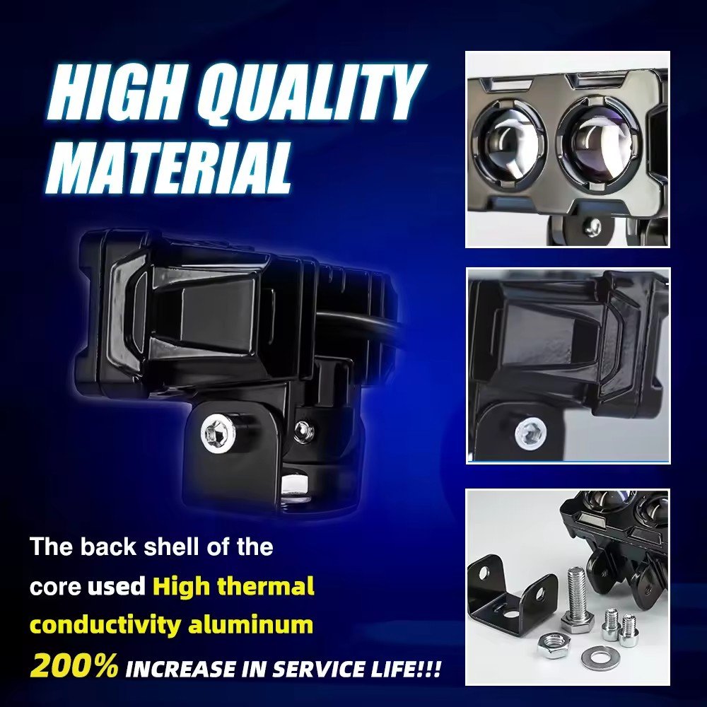 MOTOLED Exploradoras Para Moto Luces Mini Spot Light Led Lente De Doble Proyector Amarillo Blanco 20W 2000LM