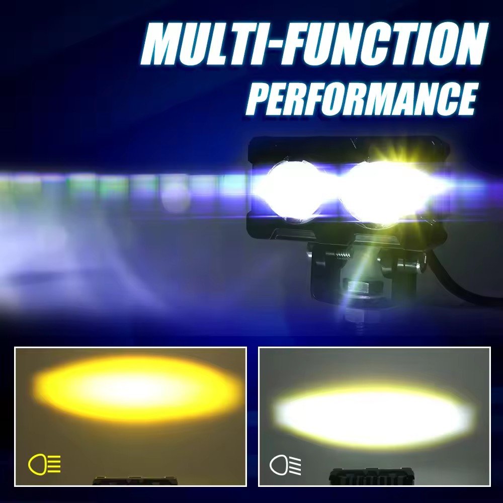 MOTOLED Exploradoras Para Moto Luces Mini Spot Light Led Lente De Doble Proyector Amarillo Blanco 20W 2000LM