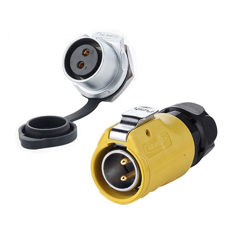 Supplier IP67 Waterproof Power Connector 20A Panel Plug Socket with Male Female 2Pin LP20 Cable Connector Metal Brass for Power