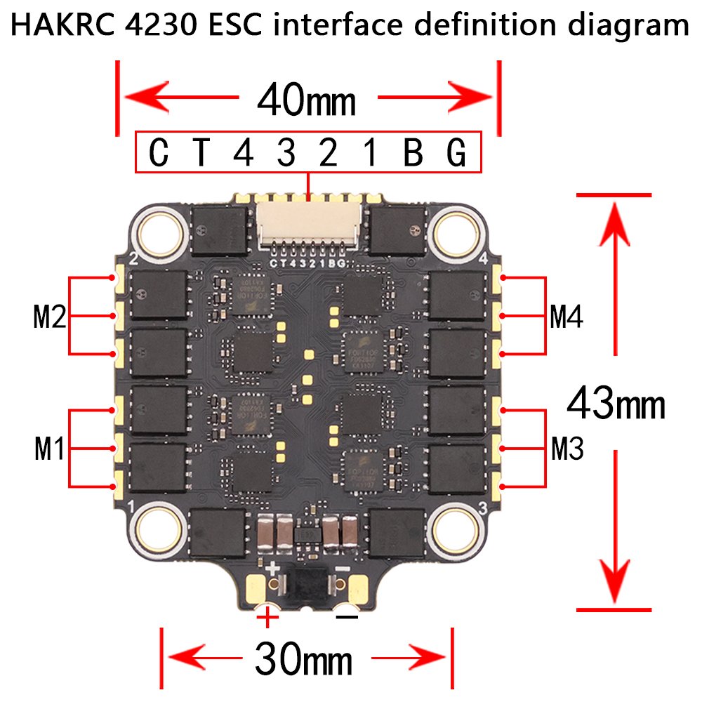 Cheap Price HAKRC 4230 4-in-1 ESC Datasheet FPV Accessories Drone Accessories Support PWM/Oneshot125/Oneshot42