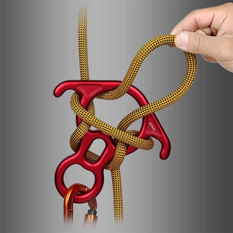 ANTMAX Climbing Belay Device 50KN Rescue Figure 8 Descender Rappelling Gear 8 Line System with Bent Ears Belay Slots