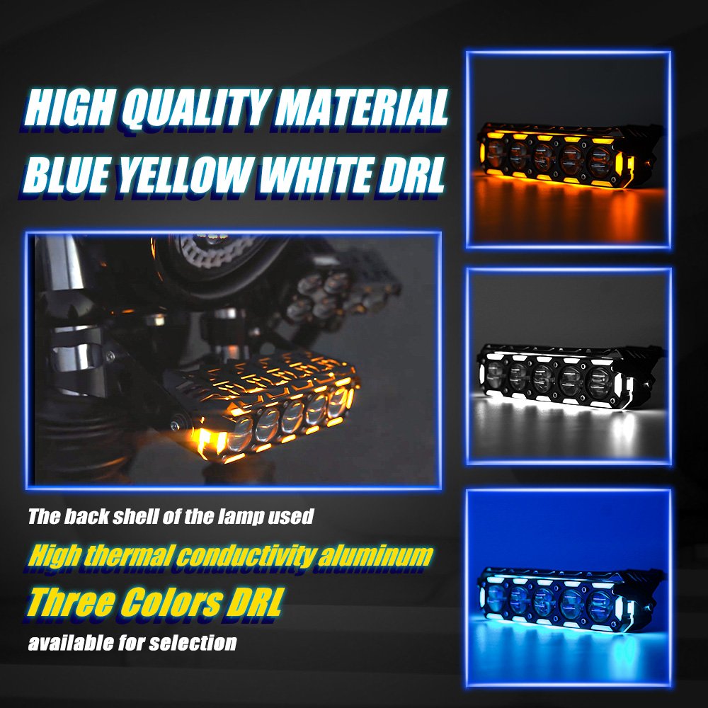 MOTOLED Motorcycle Headlight Mini Driving LED Light Bar 120W 25000LM 5 Lamp Moto Lighting Systems External Flash Spotlight