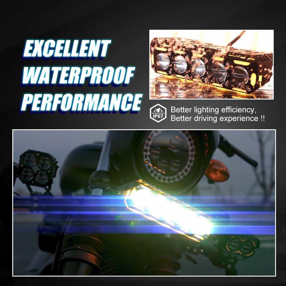 MOTOLED Motorcycle Headlight Mini Driving LED Light Bar 120W 25000LM 5 Lamp Moto Lighting Systems External Flash Spotlight