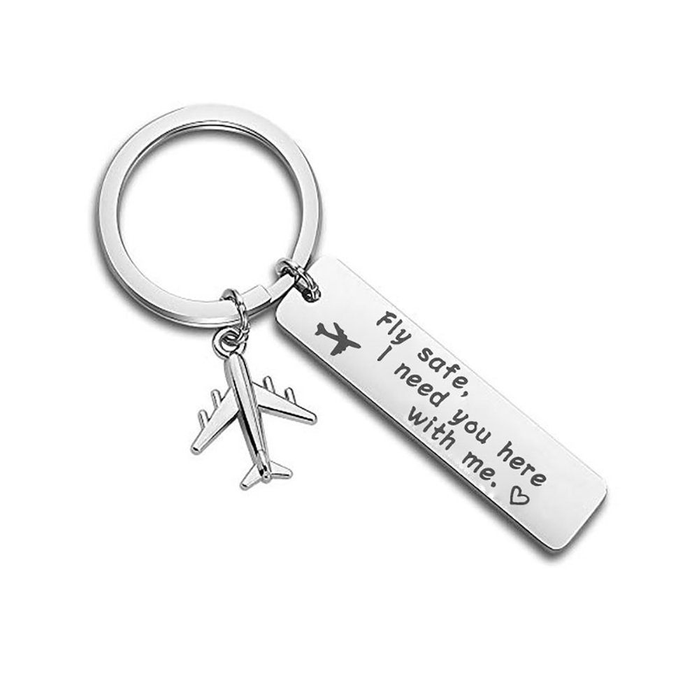 Keychain Accessories Custom Pilot Aviation Gift Fly Safe Key Chain 3D Metal Flight Attendant Keychain