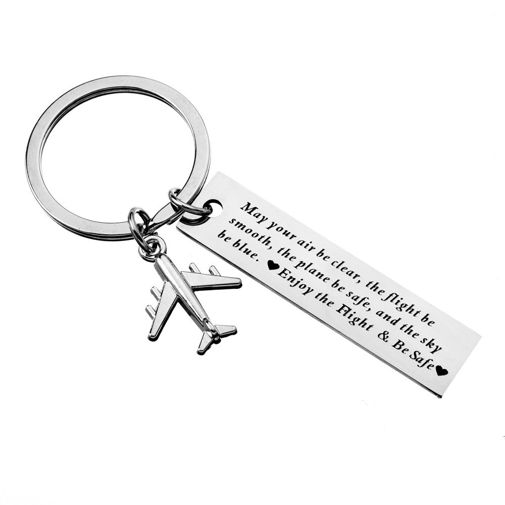 Keychain Accessories Custom Pilot Aviation Gift Fly Safe Key Chain 3D Metal Flight Attendant Keychain