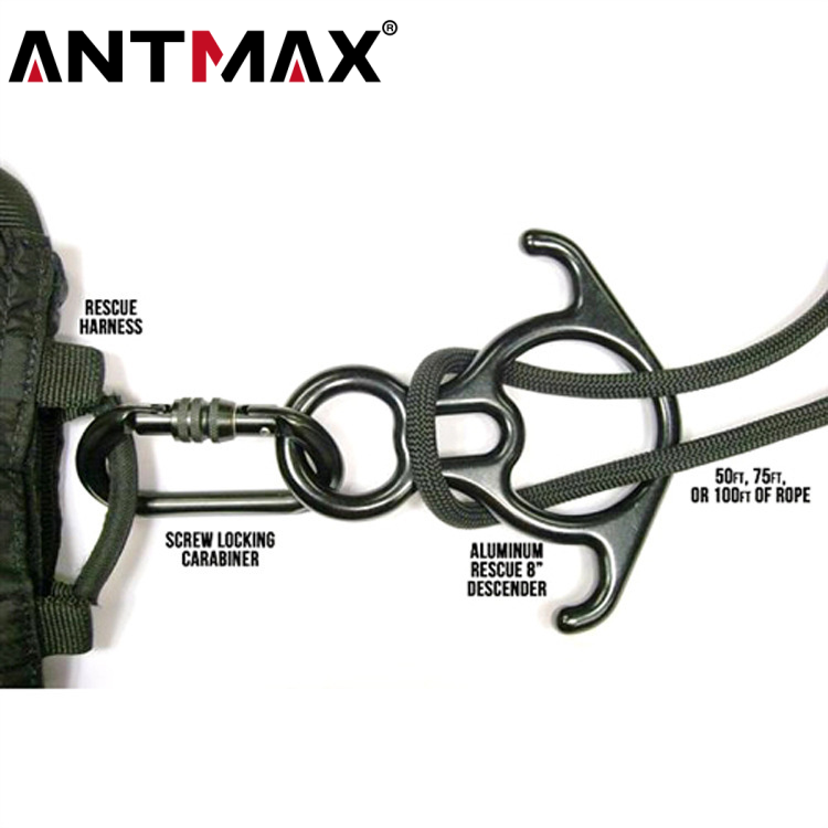 ANTMAX Lightweight 50KN Rappelling Gear Belaying Belay Device Figure 8 Descender for Rock Climbing High Rescue Mountaineering