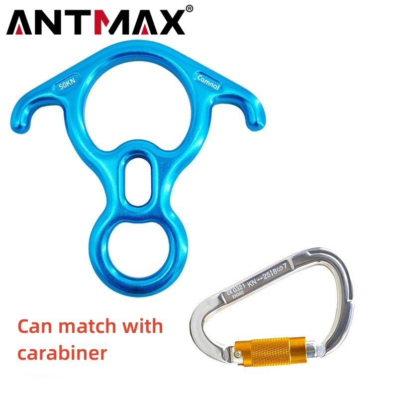 ANTMAX Lightweight 50KN Rappelling Gear Belaying Belay Device Figure 8 Descender for Rock Climbing High Rescue Mountaineering
