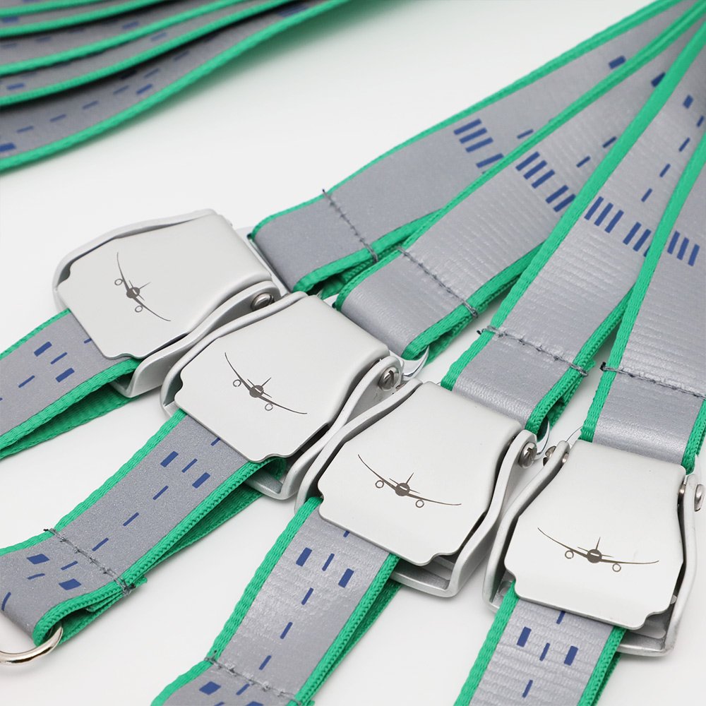 LBR Gift Custom Neon Reflective Silkscreen Printing Polyester Safety Buckle Screen Print Pattern Airbus Aviation Lanyard