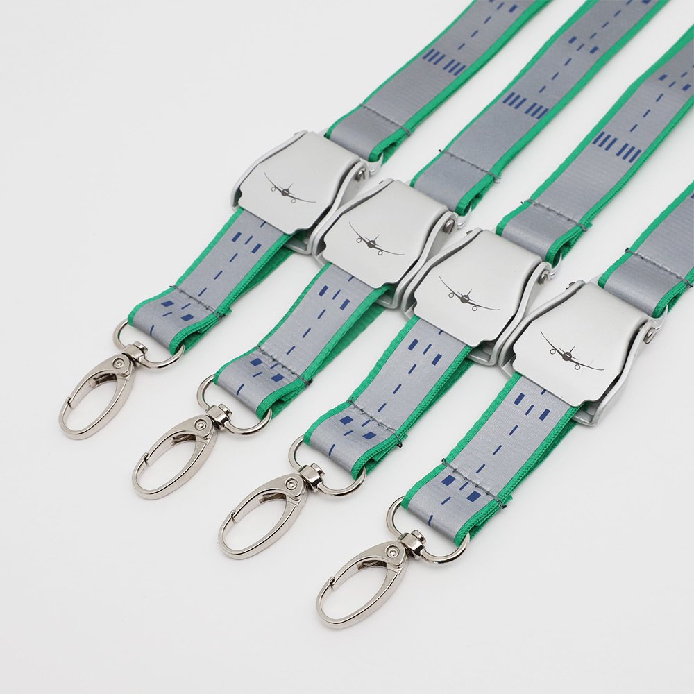LBR Gift Custom Neon Reflective Silkscreen Printing Polyester Safety Buckle Screen Print Pattern Airbus Aviation Lanyard