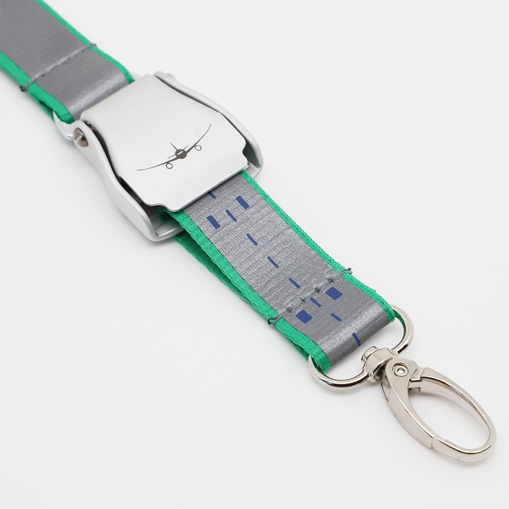 LBR Gift Custom Neon Reflective Silkscreen Printing Polyester Safety Buckle Screen Print Pattern Airbus Aviation Lanyard