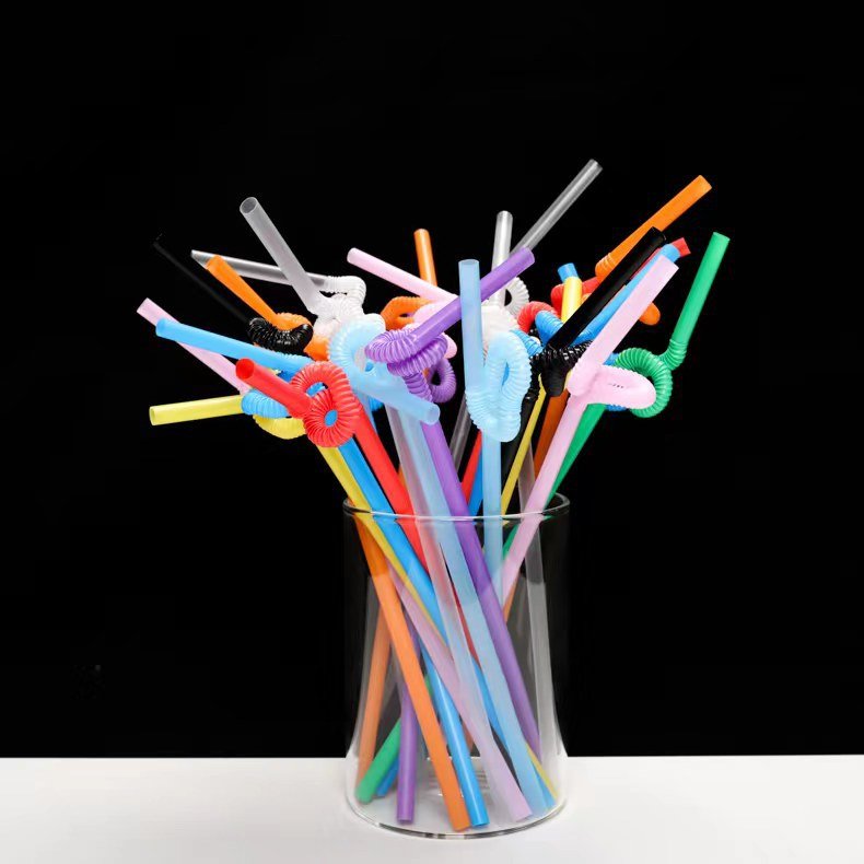 Colourful Drinking Straw Bar Accessories Artistic Disposable Plastic Drinking Straws