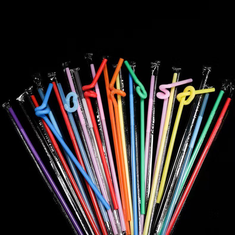 Colourful Drinking Straw Bar Accessories Artistic Disposable Plastic Drinking Straws