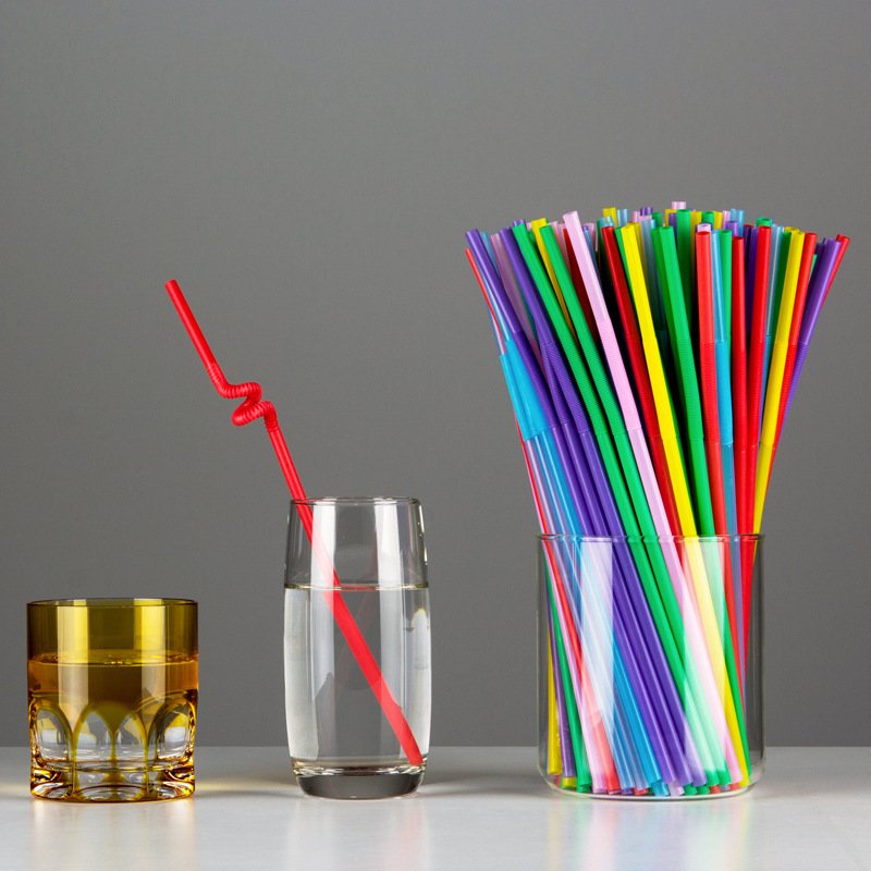 Colourful Drinking Straw Bar Accessories Artistic Disposable Plastic Drinking Straws