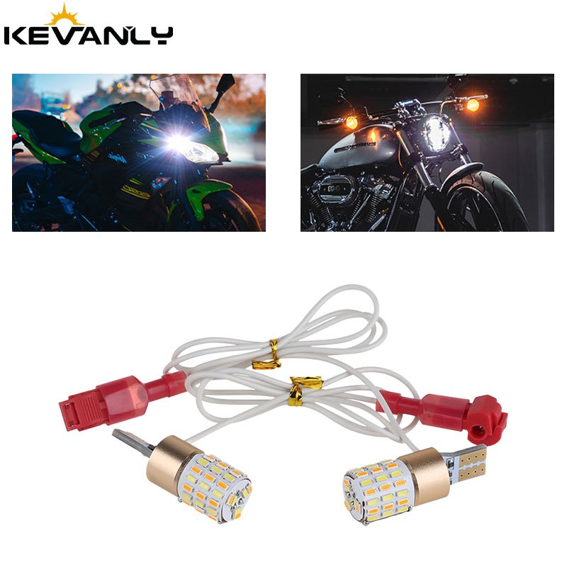 T15 T10 Dual Color Led Motorcycle Canbus Bulb Beam Reversing Driving Lamp Highlight for Motorbike Turn Signal Light Accessories