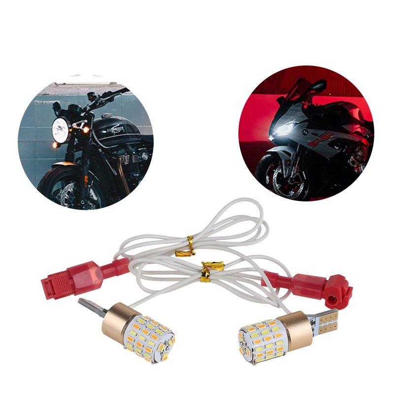 T15 T10 Dual Color Led Motorcycle Canbus Bulb Beam Reversing Driving Lamp Highlight for Motorbike Turn Signal Light Accessories
