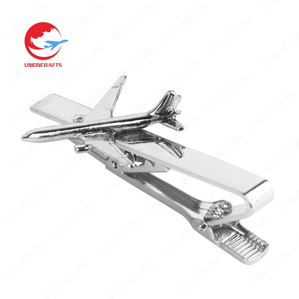Wholesale Clip on Tie Bar Luxury Fine Custom Logo Blank Tie Clips and Cuff Links Metal Aviation Plan Men Tie Clip Pin for Men