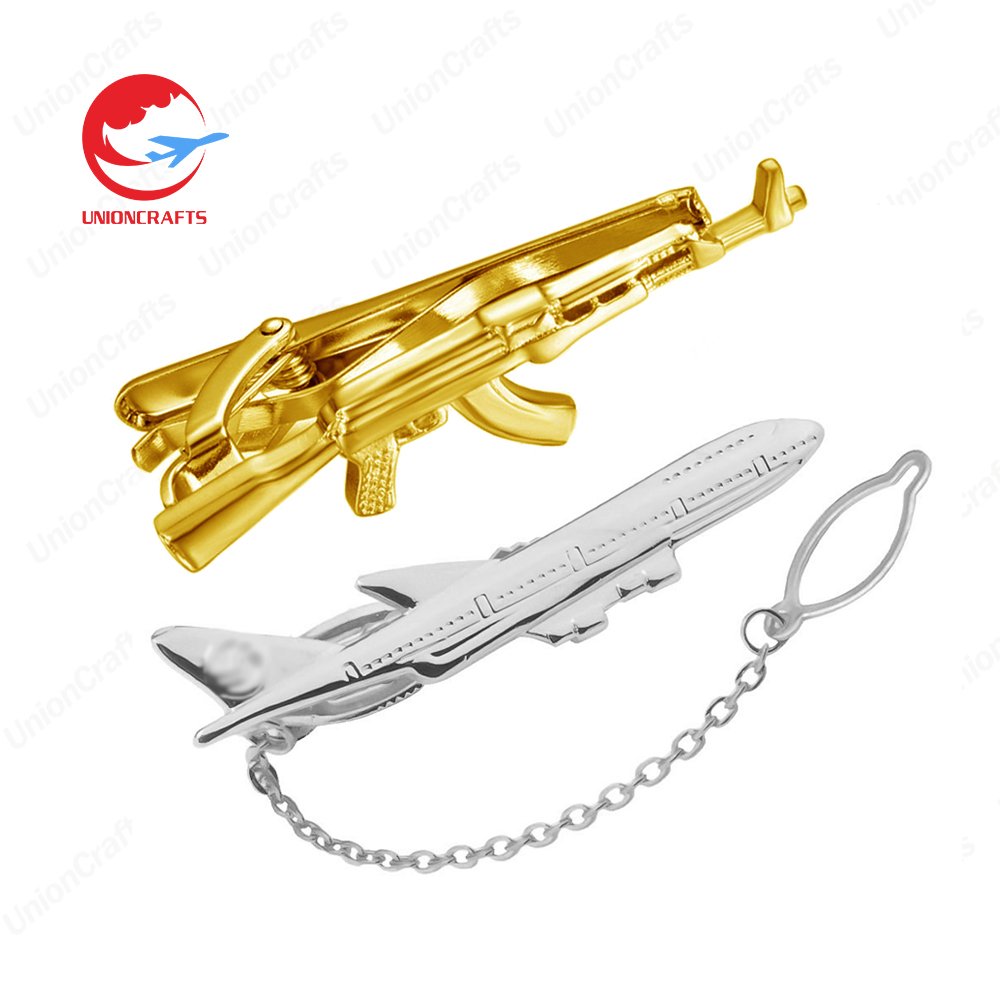 Wholesale Clip on Tie Bar Luxury Fine Custom Logo Blank Tie Clips and Cuff Links Metal Aviation Plan Men Tie Clip Pin for Men