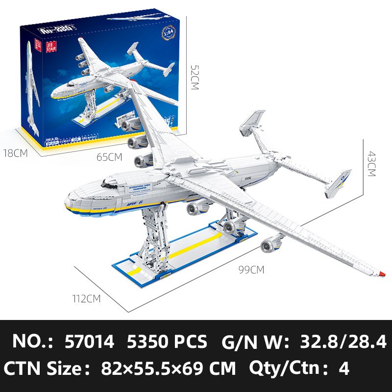 JIESTAR 57014 Transport Plane Model Toy Building Blocks Set For Boy Assembly Compatible Ann 225 Large Aircraft Model Bricks Toys